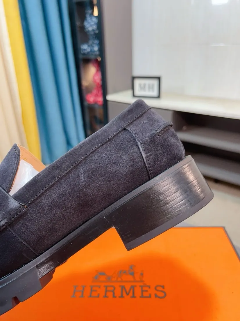 Men's shoes 💰458🌹🌹Niuli "HERMES" Hermès business leather shoes, original factory configuration, original imported frosted cowhide upper + luxury hardware logo + fully imported original customized cowhide lining, sole: rubber wear-resistant outsole, difficult craftsmanship, original factory follow-up goods, 🔍🔍high quality code number: 38-44 45 can be customized